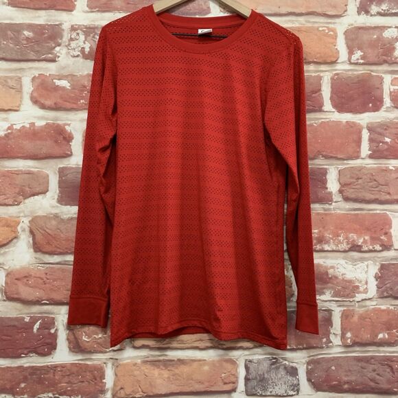 Ziya Athletic Top Shirt Women's Large Red Eyelet Mesh Workout Athleisure Gym Tee - Picture 7 of 9